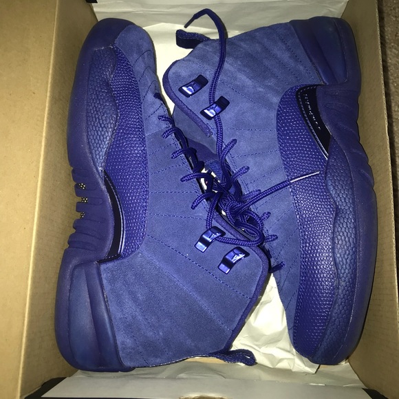 Jordan  Retro 12 Youth Sz Blue Suede - Picture 2 of 5